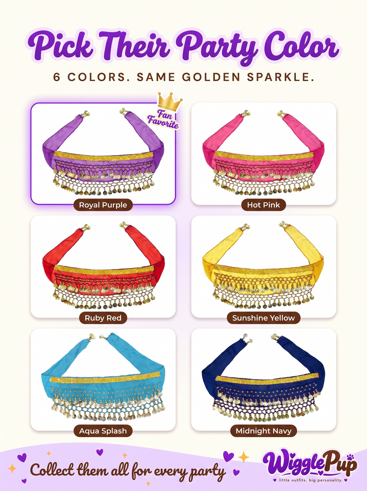 Dog belly dance scarf available in 6 colors